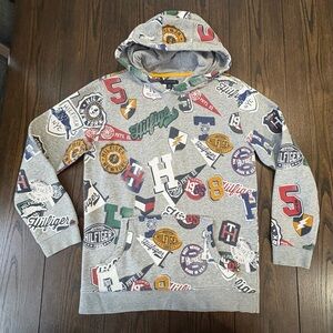 Boy size X/L (16/18) Tommy Hilfiger Gray Logo Hoodie
